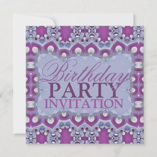Invitación de cumpleaños marroquí morada y azul
