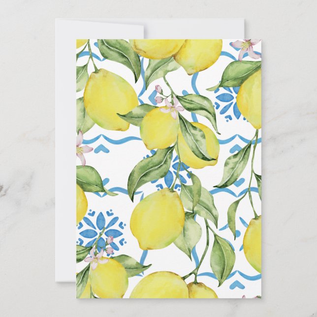 Invitación de cumpleaños mediterráneo de Lemon Blu (Reverso)