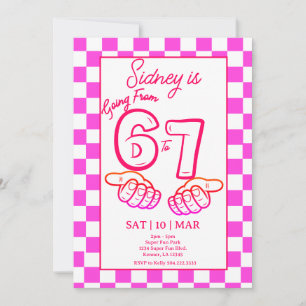 Invitación de cumpleaños Meme de 6 a 7 Checkerboar