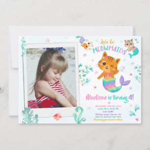 Invitación de cumpleaños Merkitten Chica foto Magi