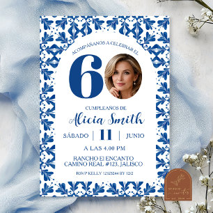 Invitación de cumpleaños mexicana de Talavera azul