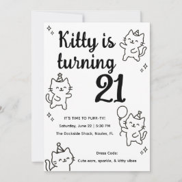 Invitación de cumpleaños Minimalista con Garabatos