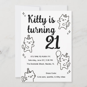 Invitación de cumpleaños Minimalista con Garabatos