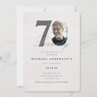 Invitación de cumpleaños minimalista del 70º año
