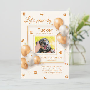 Invitación de cumpleaños minimalista para perro 