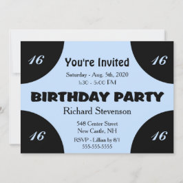 Invitación de cumpleaños moderna azul