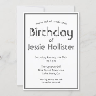 Invitación de cumpleaños moderna CUALQUIER EDAD   