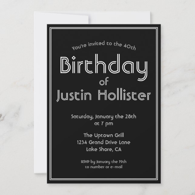 Invitación de cumpleaños moderna CUALQUIER EDAD |  (Anverso)