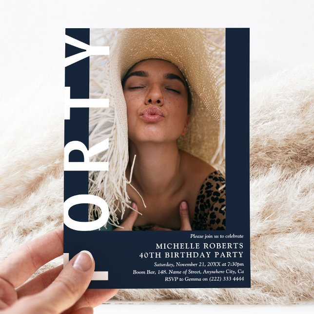 Invitación de cumpleaños moderna FORTY para 40 año (Subido por el creador)