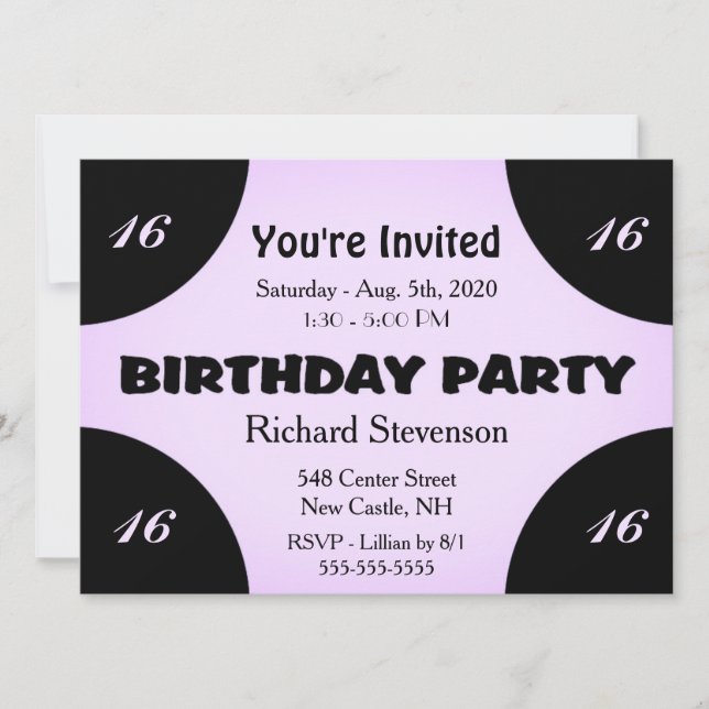 Invitación de cumpleaños moderna Lilac (Anverso)