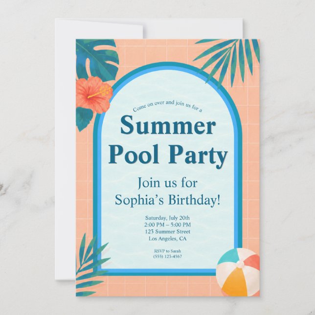 Invitación de cumpleaños moderna para fiesta de pi (Anverso)