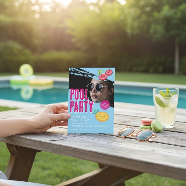 invitación de cumpleaños moderna para fiesta en la (Subido por el creador)