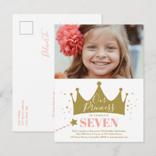 Invitación de cumpleaños moderna princesa rosa Pre