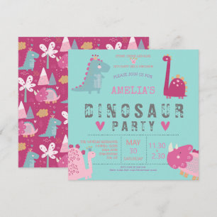 Invitación de cumpleaños moderna rosa linda de din