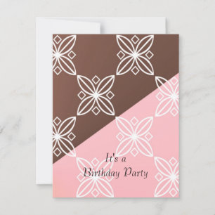Invitación de cumpleaños moderna rosa y chocolate