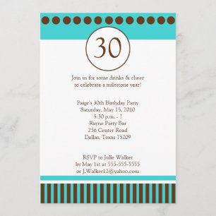 Invitación de cumpleaños moderna Verde azulada y m