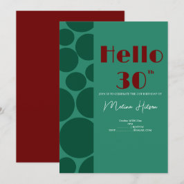 Invitación de cumpleaños moderna verde y borgoña