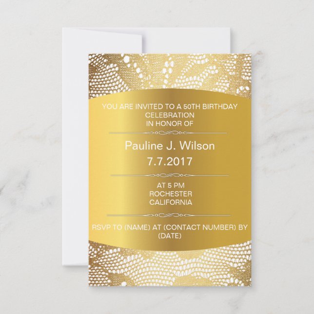 Invitación de cumpleaños moderna Vip de Golden Lac (Anverso)