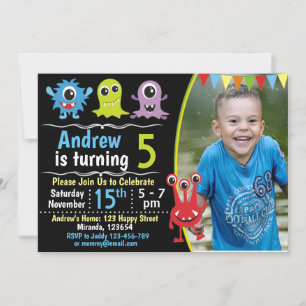 Invitación de cumpleaños monstrual,Invitación de m