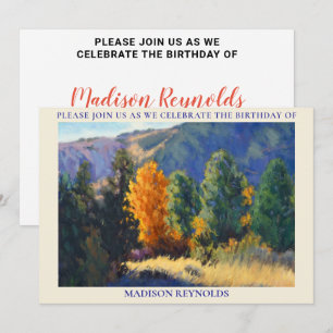 Invitación de cumpleaños multicolor de montaña par