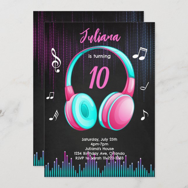Invitación de cumpleaños musical (Anverso / Reverso)