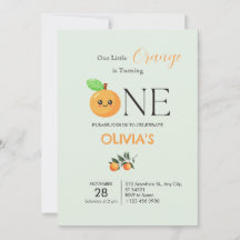 Invitación de cumpleaños naranja de Little Citrus 