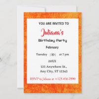 Invitación de cumpleaños naranja roja industrial g