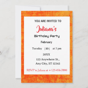 Invitación de cumpleaños naranja roja industrial g