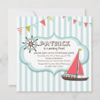 Invitación de cumpleaños náutica de Helm y Sailboa