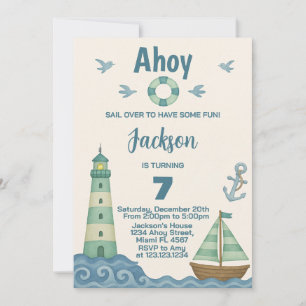 Invitación de cumpleaños náutica de pequeño marine