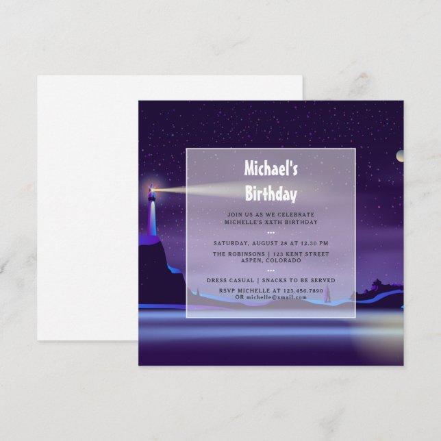Invitación de cumpleaños náutico (Anverso / Reverso)
