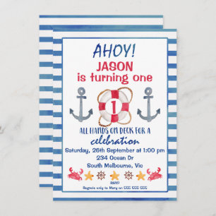 Invitación de cumpleaños náutico a los niños acuar