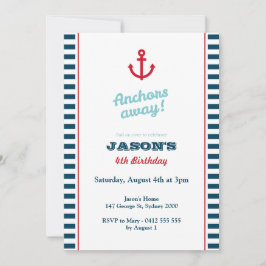 Invitación de cumpleaños náutico azul de la Marina