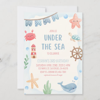 Invitación de cumpleaños náutico bajo el mar
