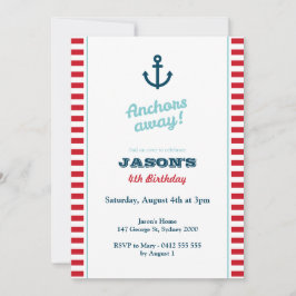 Invitación de cumpleaños náutico rojo