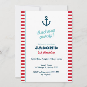 Invitación de cumpleaños náutico rojo