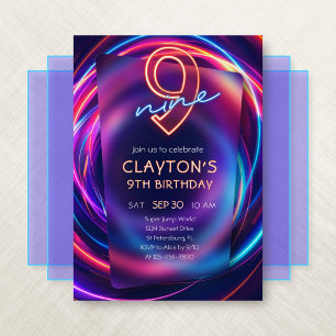 Invitación de cumpleaños neón 9
