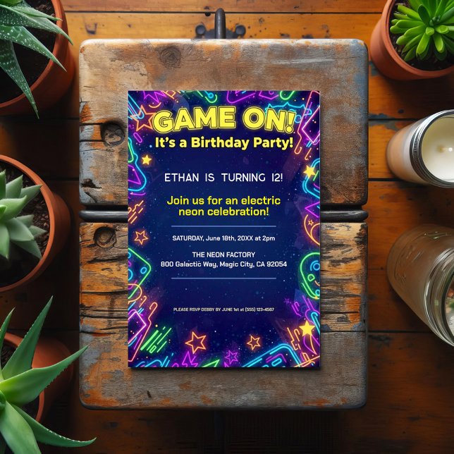 Invitación de cumpleaños Neon Glow (Subido por el creador)
