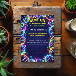 Invitación de cumpleaños Neon Glow Brthday Party