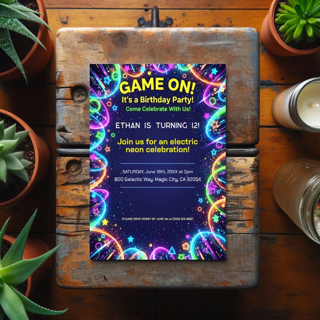 Invitación de cumpleaños Neon Glow Brthday Party (Subido por el creador)