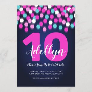 Invitación de cumpleaños Neon Glow en la invitació