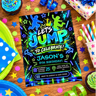 Invitación de cumpleaños Neon Jump