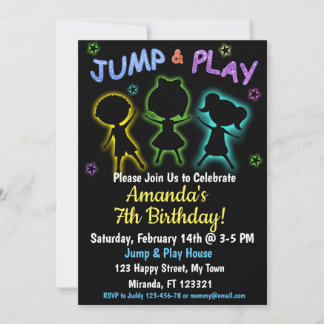 invitación de cumpleaños Neon Jump and Play