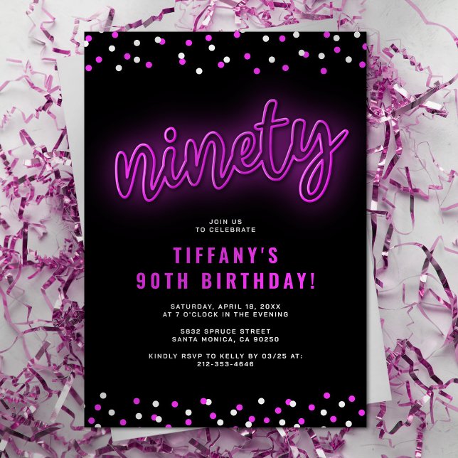 Invitación de cumpleaños Neon Ninety (Subido por el creador)