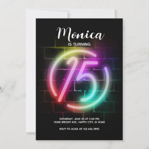 Invitación de cumpleaños neón para Chica 15º cumpl