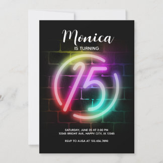 Invitación de cumpleaños neón para Chica 15º cumpl