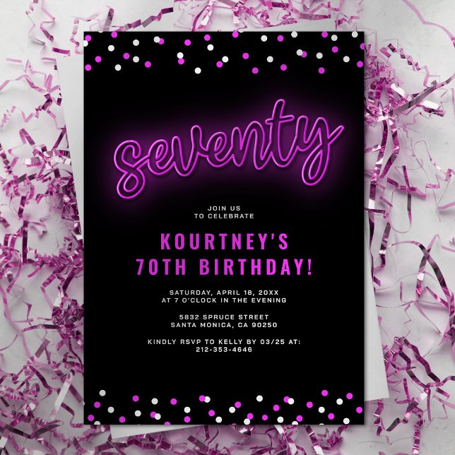 Invitación de cumpleaños Neon Setenta (Subido por el creador)