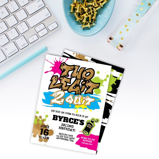 Invitación de cumpleaños Neon Two Legit to Quit 2n (Subido por el creador)