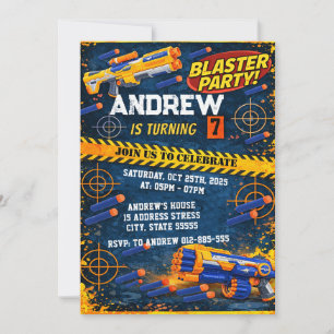 Invitación de cumpleaños Nerf para fiesta infantil