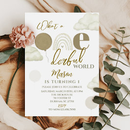 Invitación de cumpleaños neutral para el primer añ